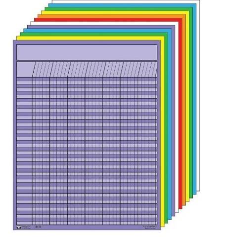 Vertical Incentive Chart Set, Large, 22" W x 28" H, Assorted Color (Pack of 12) SE-365