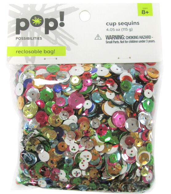 5mm Cup Sequins Assorted  Colors & Sizes - 4.05 ounces/ PKG