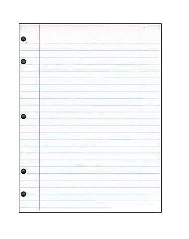 Composition Paper 8" X 11" White 500 Sheets Margin Punched  3⁄8" Wide Ruled