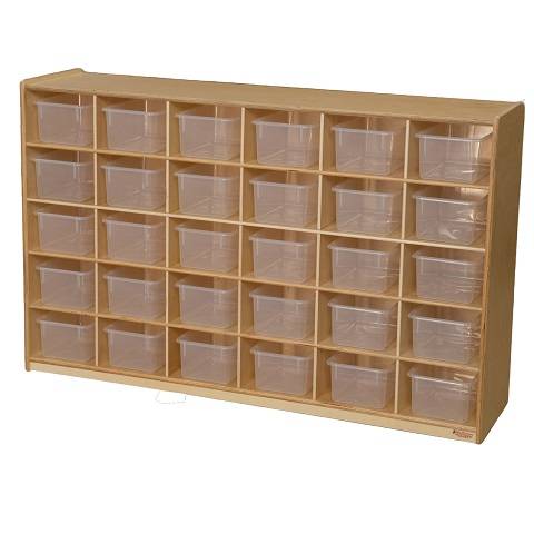 Wood Designs Children Tip-Me-Not 25 Tray Storage with Translucent Trays,  30"H x 48"W x 15"D WD-16081