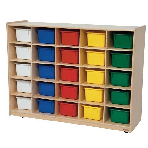 Wood Designs Children Tip-Me-Not 25 Tray Storage with Assorted Trays,  30"H x 48"W x 15"D WD-16083