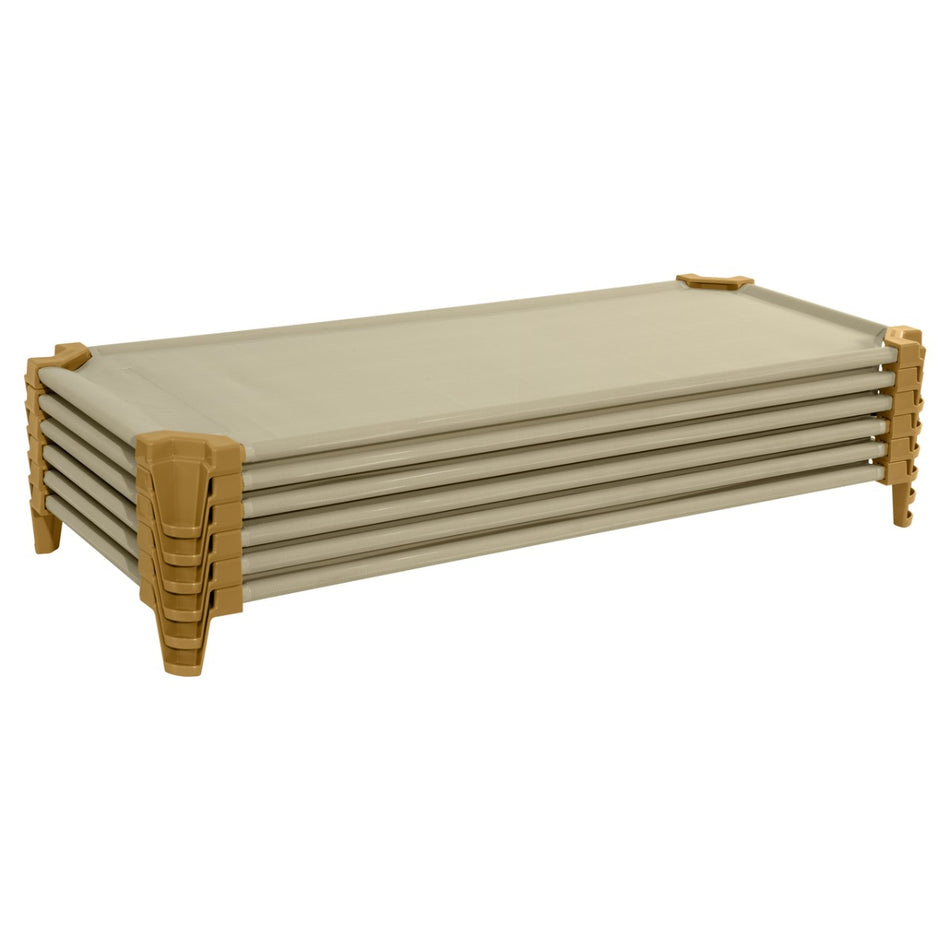 Toddler Cot Set of 6 UNASSEMBLED - 40"L x 23"W x 5"H  - TAN, (Wood Designs WD87840TN)