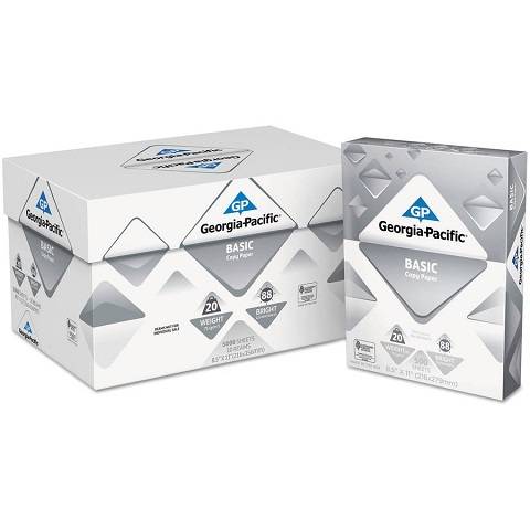White Copy Paper, 8-1/2" x 11", 20 Lb.,  Ream of 500 sheets
