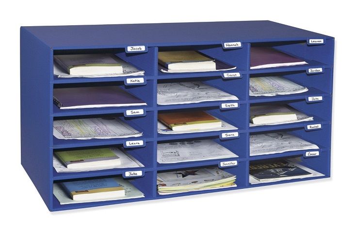 Classroom Materials Keepers Organizers Storage Cabinets Shelves 10-Slot Blue 