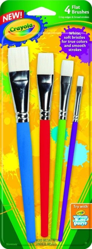 Crayola® Flat Paint Brush Set, Non-Toxic, 4/Pack (05-3520)