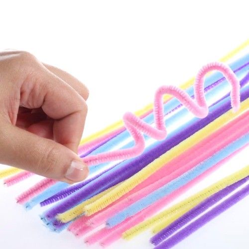 Chenille Stems Pipe Cleaners 12 Inch x 4mm 100-Piece, Pastel Assorted