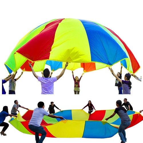 Fitness A&M Pro Giant Kid’s Play Parachute Canopy with 16 Handles Promote Teamwork Social Bonding Ages 3+ Indoor & Outdoor Games and Exercise Toy 12 Feet 