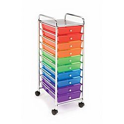 10-Drawer Organizer Cart, Available in Multi-Color, Smoke Gray, White 