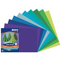 Pacon Tru-Ray® Construction Paper, 12-Inches by 18-Inches, 50-Count, Cool Assorted, 102943