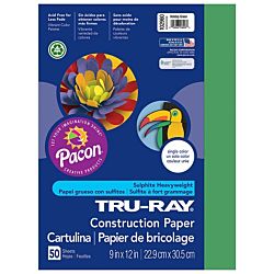Pacon Tru-Ray Construction Paper, 9-Inches by 12-Inches, 50-Count, Holiday Green, 102960
