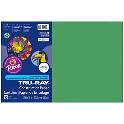 Pacon Tru-Ray Construction Paper, 12-Inches by 18-Inches, 50-Count, Holiday Green, 102961