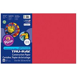 Pacon Tru-Ray Construction Paper, 12-Inches by 18-Inches, 50-Count, Holiday Red, 102994