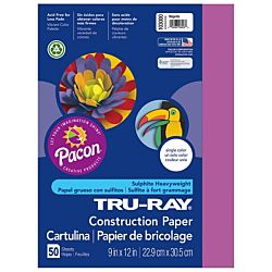 Pacon Tru-Ray Construction Paper, 9-Inches by 12-Inches, 50-Count, Magenta, 103000