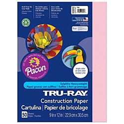 Pacon Tru-Ray Construction Paper, 9-Inches by 12-Inches, 50-Count, Pink, 103012
