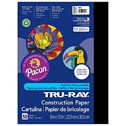 Pacon Tru-Ray Construction Paper, 9-Inches by 12-Inches, 50-Count, Black, 103029