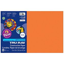 Pacon Tru-Ray Construction Paper, 12-Inches by 18-Inches, 50-Count, Orange, 103034