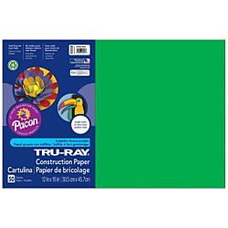 Pacon Tru-Ray Construction Paper, 12-Inches by 18-Inches, 50-Count, Festive Green, 103038