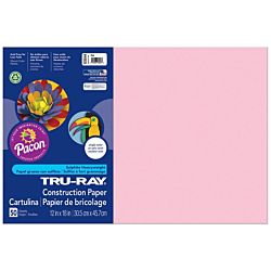 Pacon Tru-Ray Construction Paper, 12-Inches by 18-Inches, 50-Count, Pink, 103044