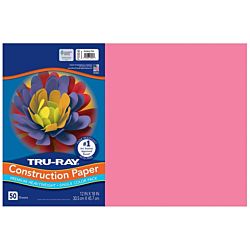 Pacon Tru-Ray® Construction Paper, 12-Inches by 18-Inches, 50-Count, Shocking Pink, 103045