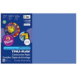 Pacon  Tru-Ray Construction Paper, 12-Inches by 18-Inches, 50-Count, Blue, 103054