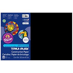 Pacon Tru-Ray Construction Paper, 12-Inches by 18-Inches, 50-Count, Black, 103061