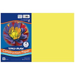 Pacon Tru-Ray® Construction Paper, 12-Inches by 18-Inches, 50-Count, Lively Lemon, 103403