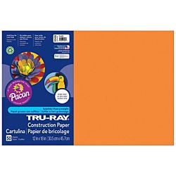 Pacon Tru-Ray Construction Paper, 12-Inches by 18-Inches, 50-Count, Pumpkin, 103426