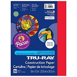 Pacon Tru-Ray Construction Paper, 9-Inches by 12-Inches, 50-Count, Festive Red, 103431