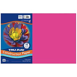 Pacon Tru-Ray® Construction Paper, 12-Inches by 18-Inches, 50-Count, Dark Pink, 103435