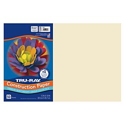 Pacon Tru-Ray® Construction Paper, 12-Inches by 18-Inches, 50-Count, Ivory 103065