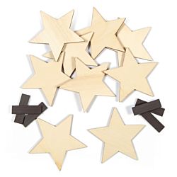 Unfinished Wood Stars with Magnets, 3 1/2