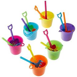 Colorful Mini Sand Playsets - 12 Each: bucket, shovel, rake and scoop