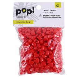 7mm Acrylic Heart Pony Beads - Red - Approx. 225/pkg.