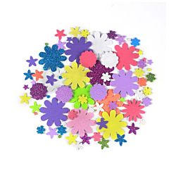 Foam Self-Adhesive Shapes 300/pkg - Flowers Solid And Glitter