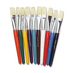 Creative Arts by Charles Leonard Stubby Flat Paint Brushes, Assorted Colors, 10/Set, 73290