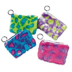Plush Spotted Coin Purse Keychains 12/PKG