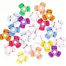 Plastic Tri Beads Transparent multi-color Colors 11mm  (900/PKG)