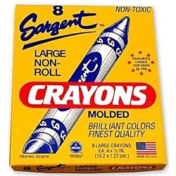Sargent Art Molded Non-Roll Pressed Large Crayons 8 Colors