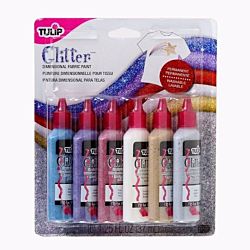 Tulip Glitter 3D Fashion Paint, 1.25-Ounce,  23427 Dimensional 6-Pack