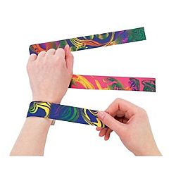 Tie-Dyed Slap Bracelets, 12 Per Pack