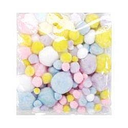 Assorted Sizes Acrylic Craft Pastel Colors Pom Poms 300/pack