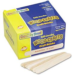 Natural Jumbo Wood Craft Sticks By The Case - 5-3/4