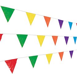 Multicolor Plastic Pennant Banner - 100 feet in length w/Forty-eight 12