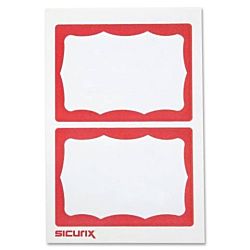 Self-Adhesive Name Badges, Red Visitor, Pack Of 100