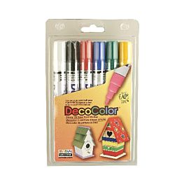 Uchida 300-6A 6-Piece Decocolor Primary Colors Broad Point Paint Marker Set