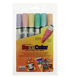 Uchida 300-6B 6-Piece Decocolor Pastel Colors Broad Point Paint Marker Set