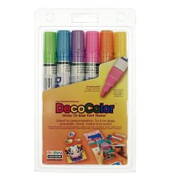 Uchida 300-6C 6-Piece Decocolor Hot Colors Broad Point Paint Marker Set