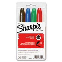 Sharpie Super Permanent Marker, Fine point, Assorted Colors, 4/pk 33074