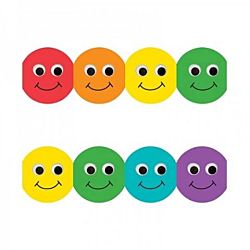 Hygloss Classroom Die Cut Smiley Faces Border, 3 x 36-Inch, Blue, 12-Pack