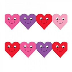 Hygloss Classroom Die Cut, Happy Hearts Border, 3 x 36-Inch 12-Pack, 33618